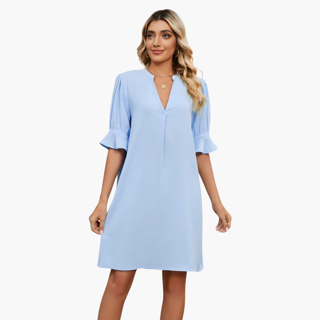 Gwen | Loose V-Neck Pleated Dress