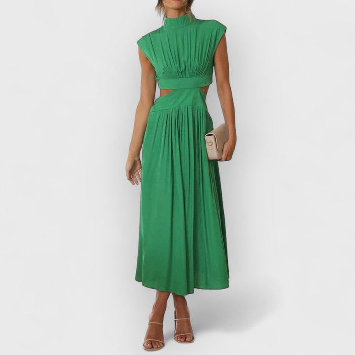Lucy | Cut-Out Waist Pocketed Holiday Midi Dress