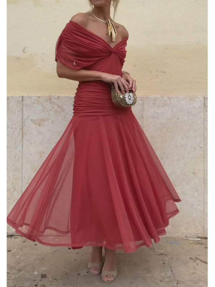 Rubies Defined™ | Women's Elegant Mesh Boutonniere Dress