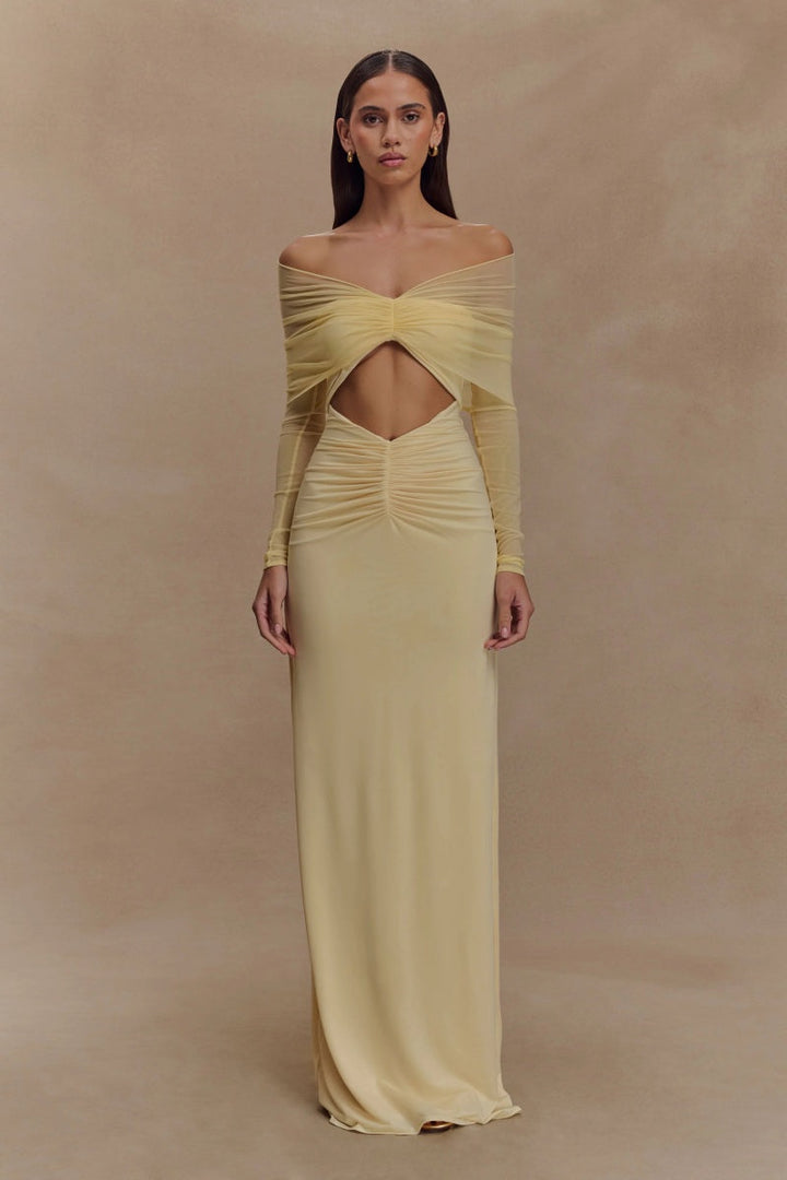 Slinky And Mesh Maxi Dress