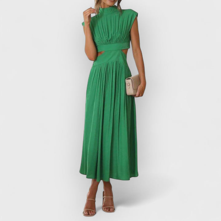 Lucy | Cut-Out Waist Pocketed Holiday Midi Dress