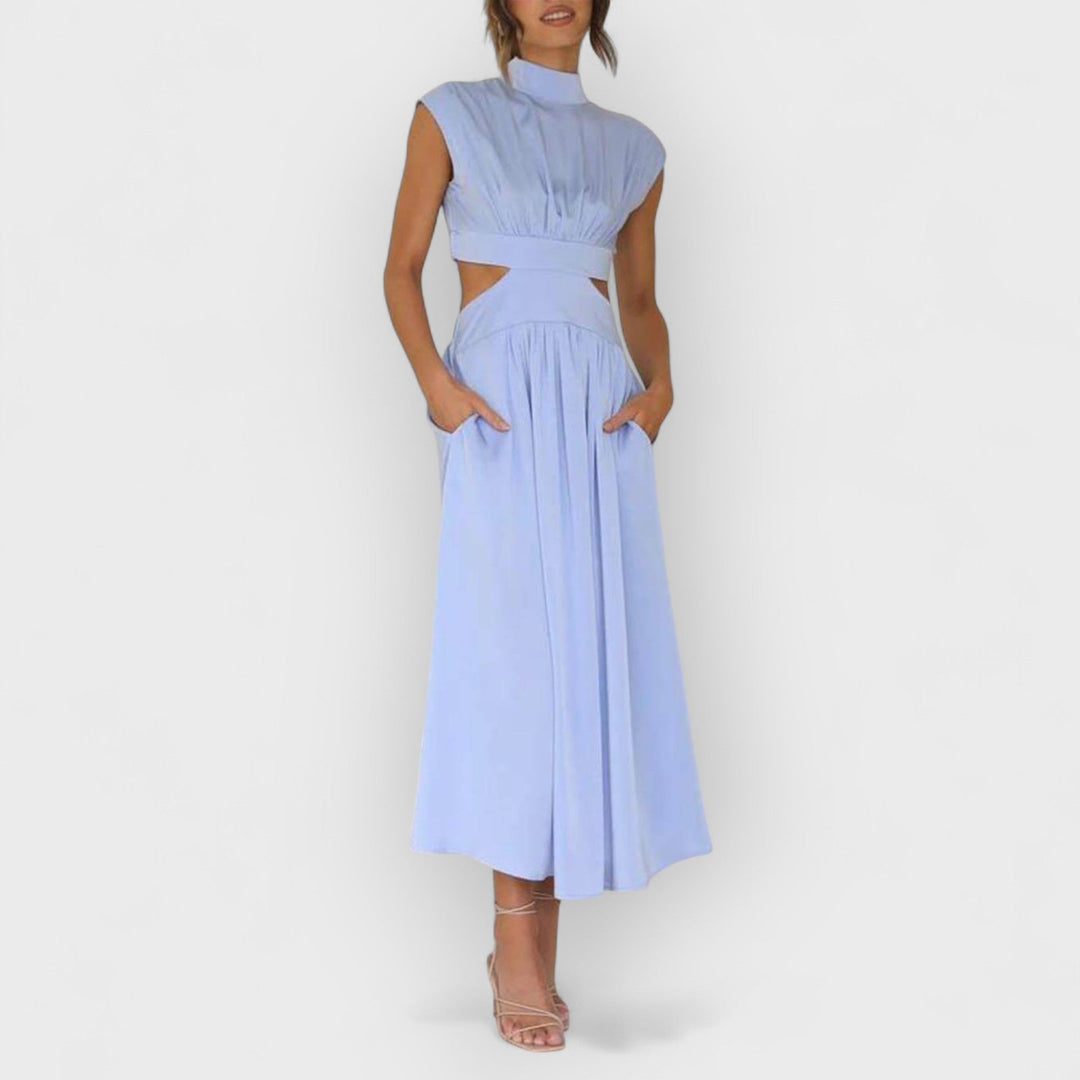 Lucy | Cut-Out Waist Pocketed Holiday Midi Dress