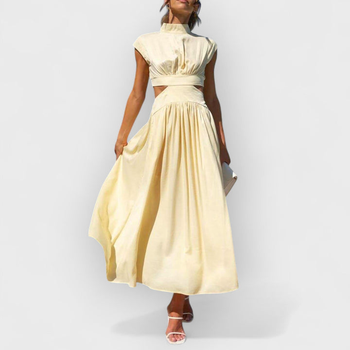 Lucy | Cut-Out Waist Pocketed Holiday Midi Dress