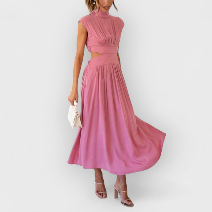 Lucy | Cut-Out Waist Pocketed Holiday Midi Dress