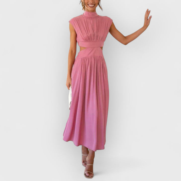 Lucy | Cut-Out Waist Pocketed Holiday Midi Dress