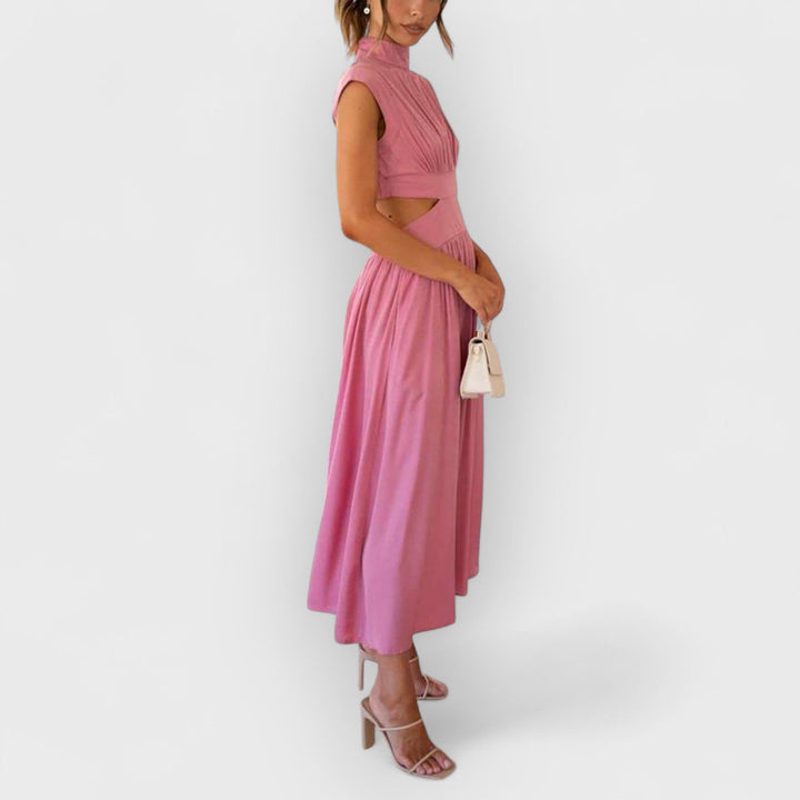 Lucy | Cut-Out Waist Pocketed Holiday Midi Dress