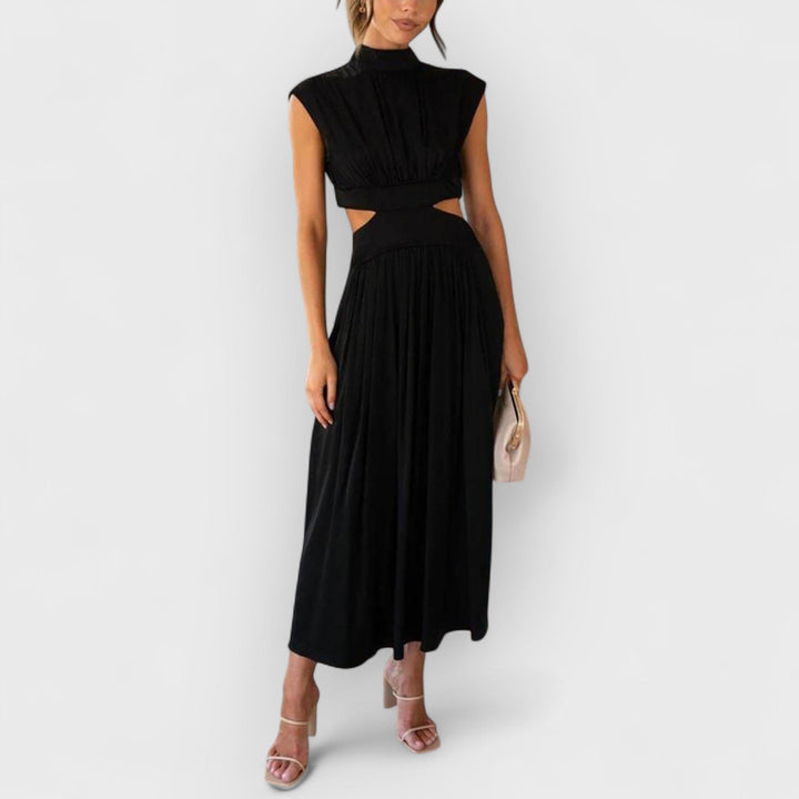 Lucy | Cut-Out Waist Pocketed Holiday Midi Dress