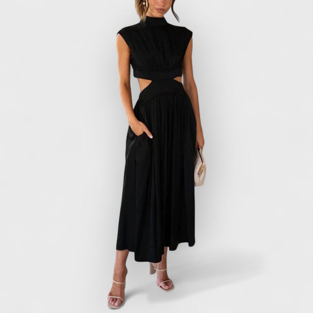 Lucy | Cut-Out Waist Pocketed Holiday Midi Dress