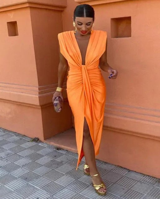 Joanna | Fiery Drape Dress