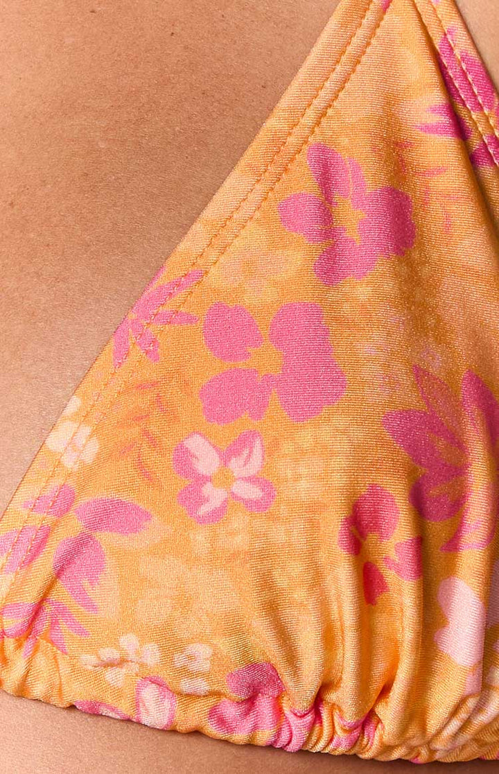 Oceania Orange Floral Triangle Bikini Top