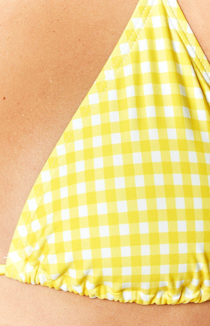 Yellow Gingham Oceania Triangle Bikini Top