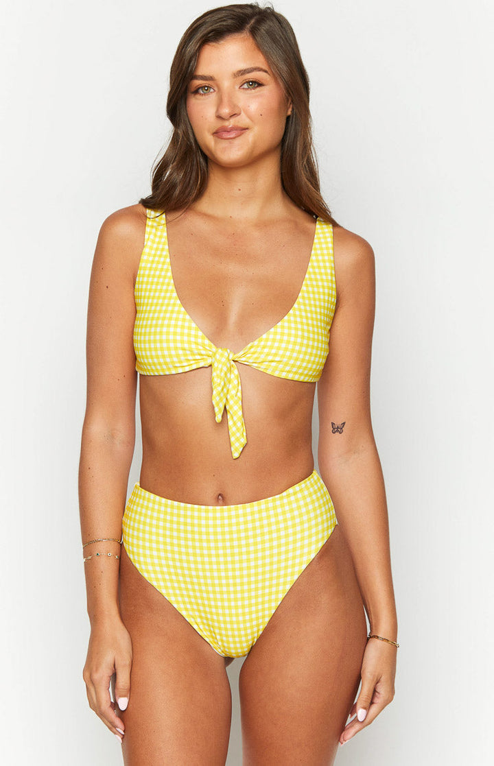 Yellow Gingham St Lucia Bikini Top
