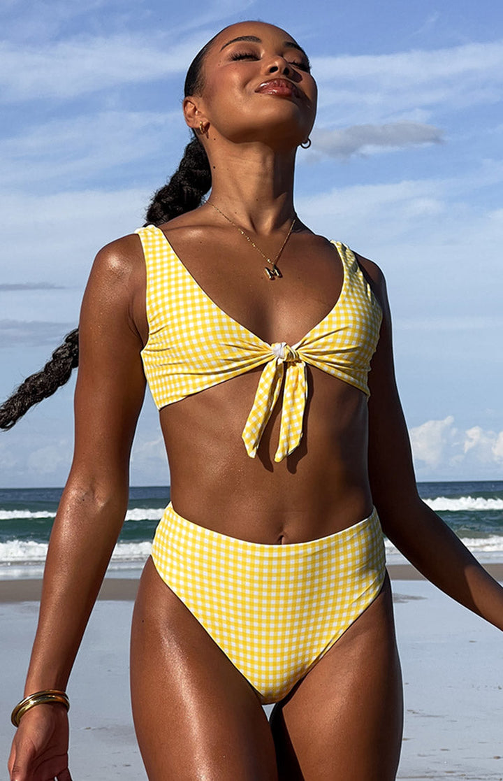 Yellow Gingham St Lucia Bikini Top