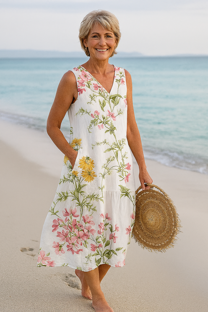 Cavell™ – Summer Sleeveless Dress with Floral Print