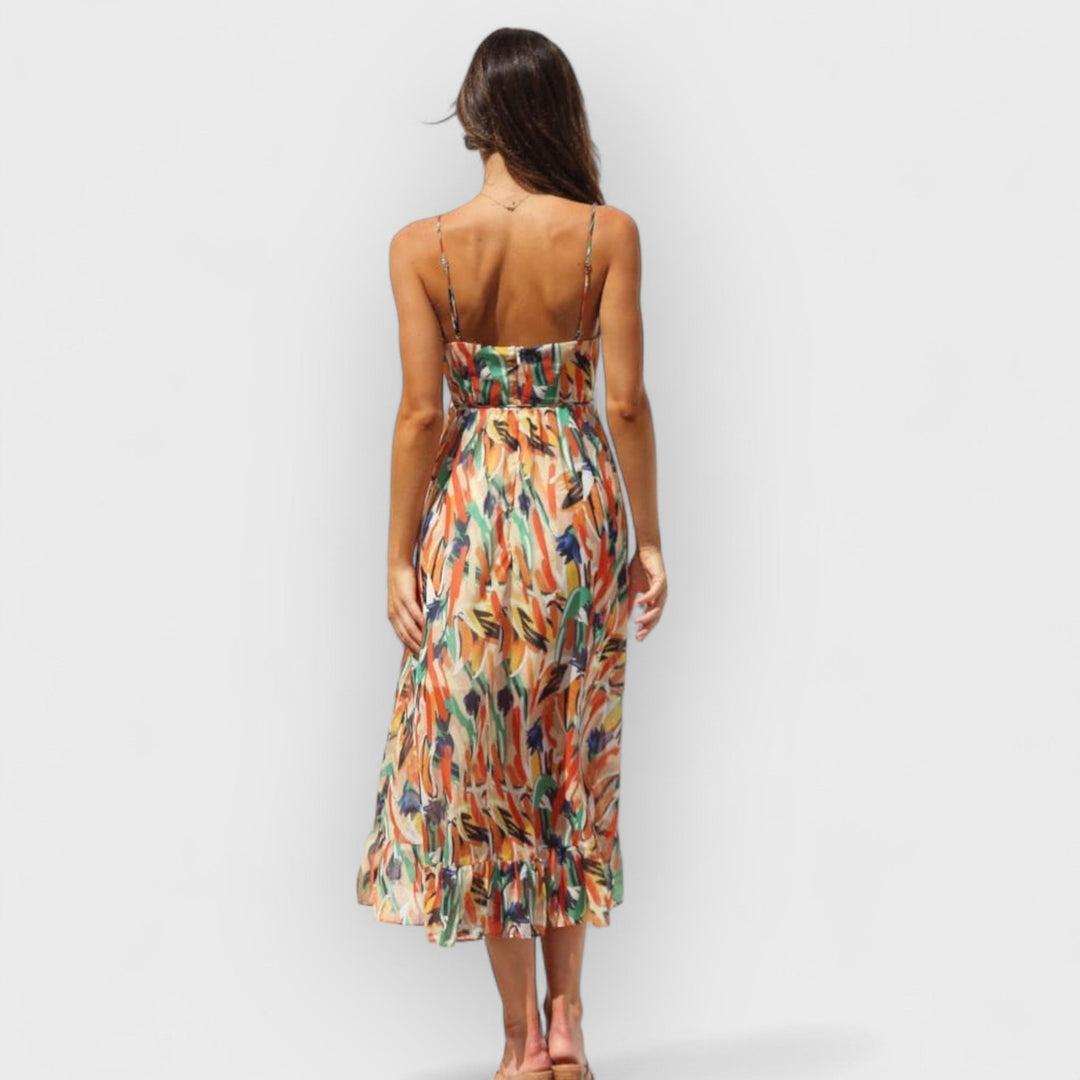 Ariella | Floral Ruffle-Trim Midi Tank Dress