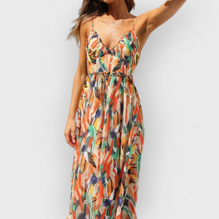 Ariella | Floral Ruffle-Trim Midi Tank Dress