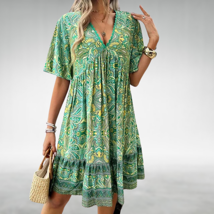 Jolene | Summer Boho Paisley Print Mini Dress
