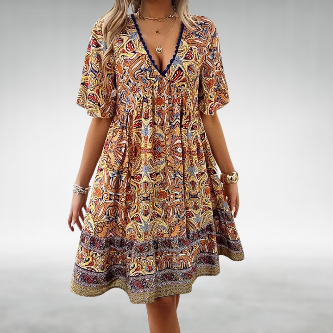 Jolene | Summer Boho Paisley Print Mini Dress