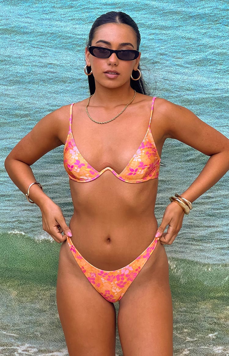 Bianca Orange Floral Bikini Bottoms