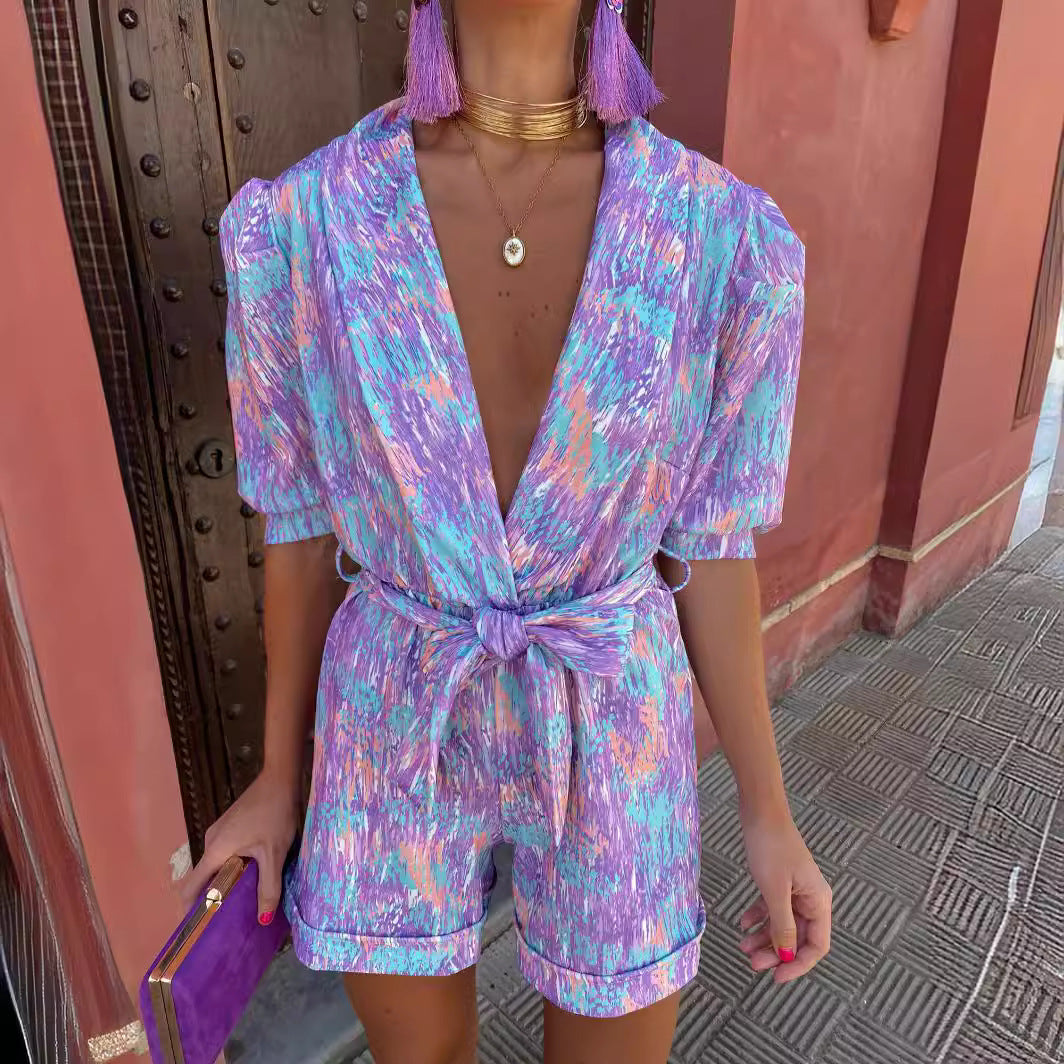 Florence | Abstract Belted Playsuit