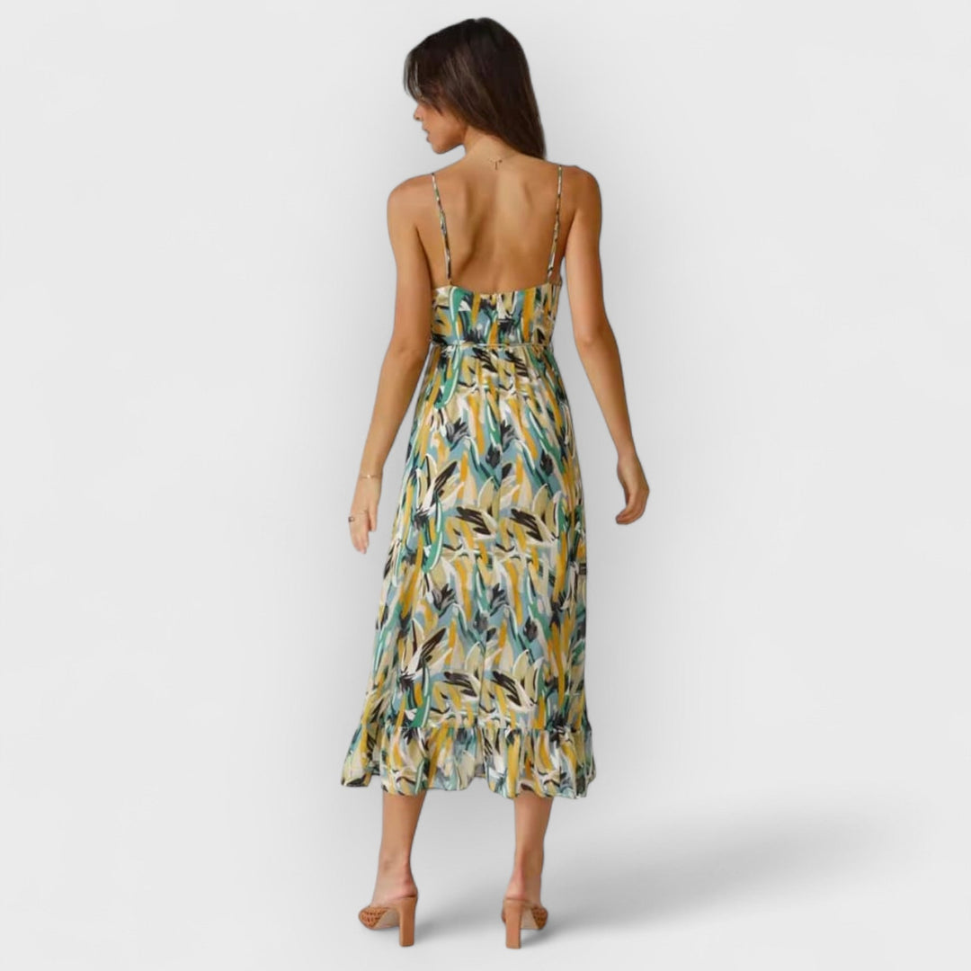 Ariella | Floral Ruffle-Trim Midi Tank Dress