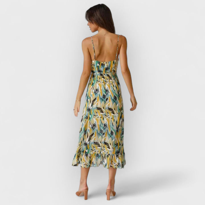 Ariella | Floral Ruffle-Trim Midi Tank Dress