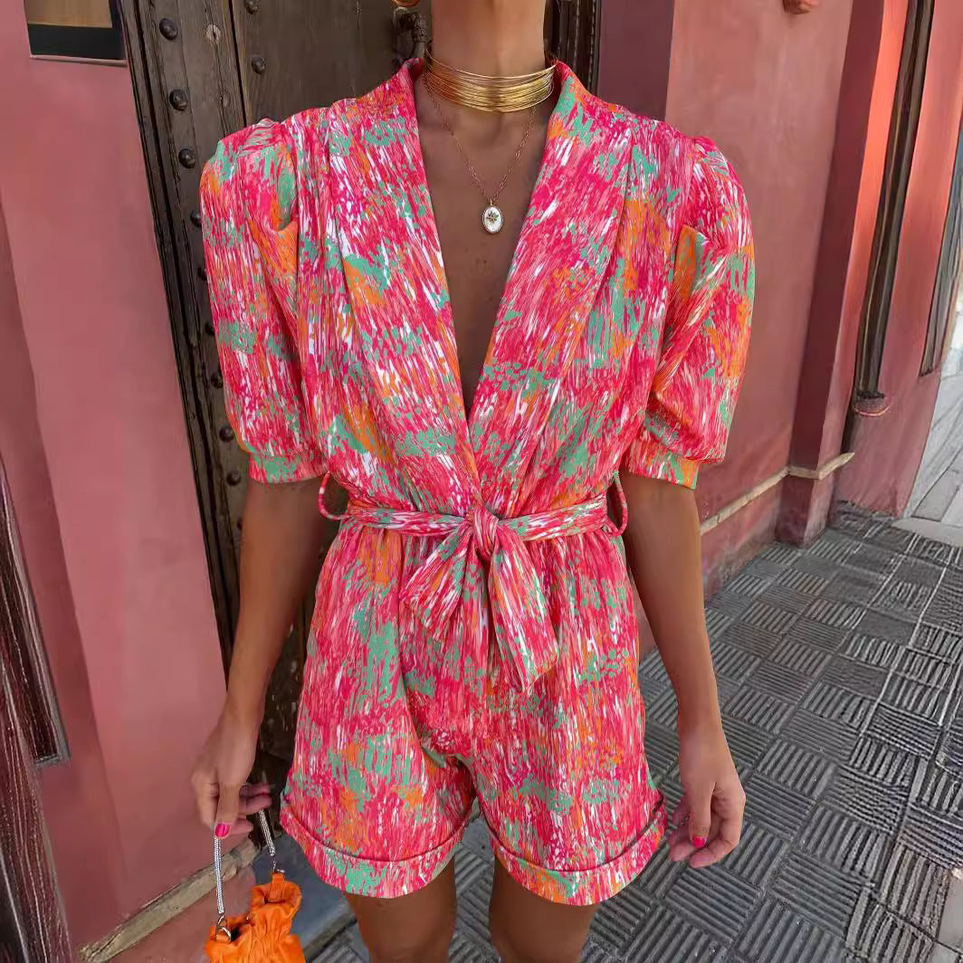 Florence | Abstract Belted Playsuit