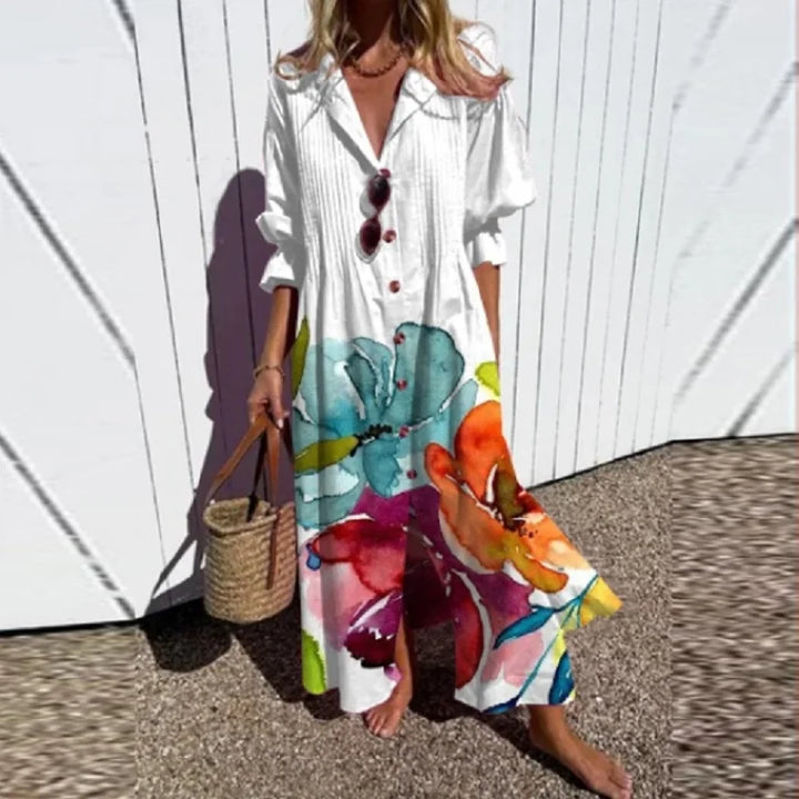 Christy | Bohemian Puff Sleeve Maxi Dress