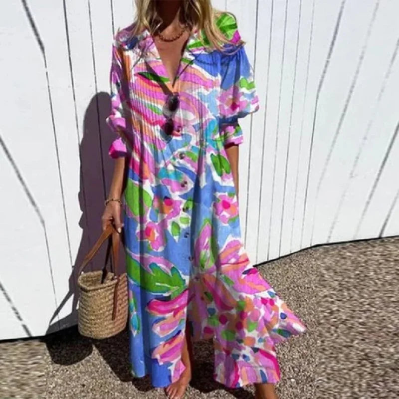 Christy | Bohemian Puff Sleeve Maxi Dress