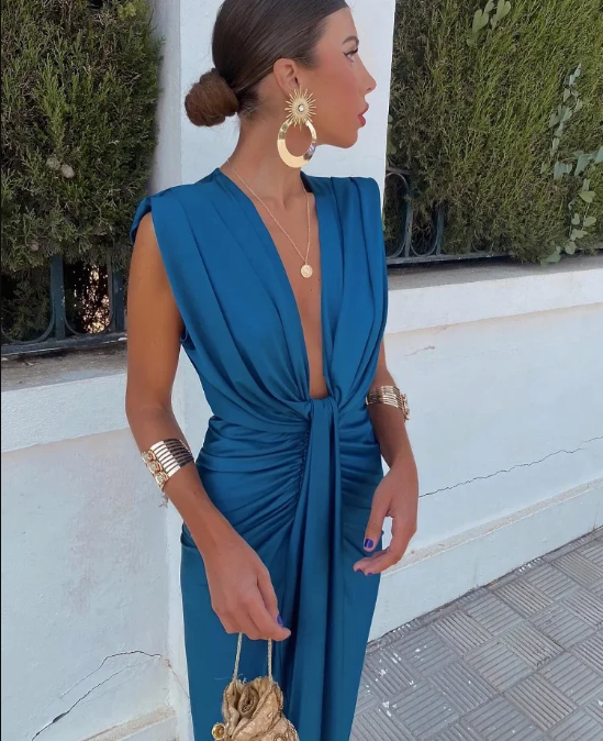 Joanna | Fiery Drape Dress