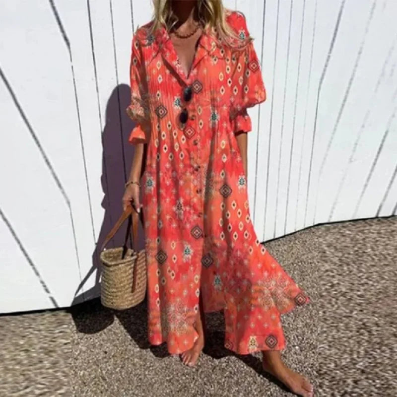 Christy | Bohemian Puff Sleeve Maxi Dress
