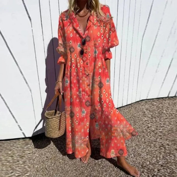 Christy | Bohemian Puff Sleeve Maxi Dress