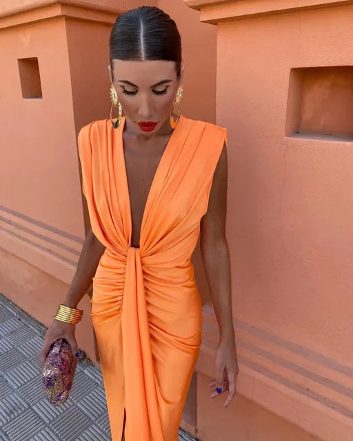 Joanna | Fiery Drape Dress