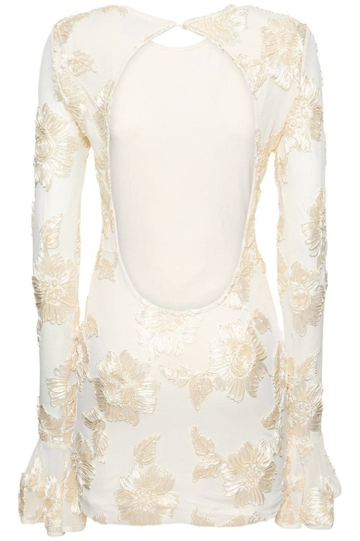 Aurora Embroidered Backless Mesh Mini Dress