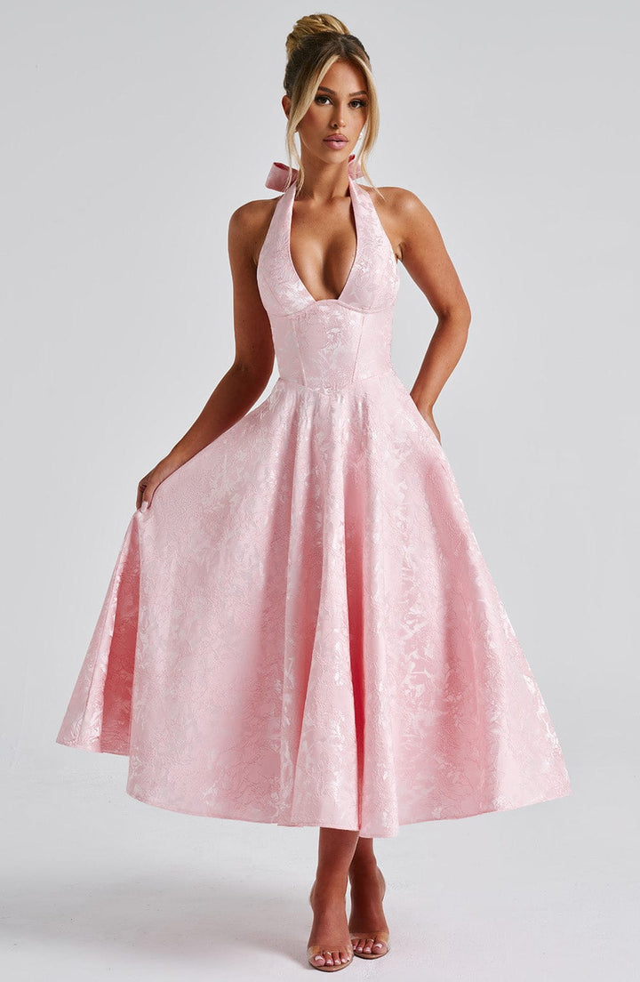 Violetta | Midi dress with a high neckline