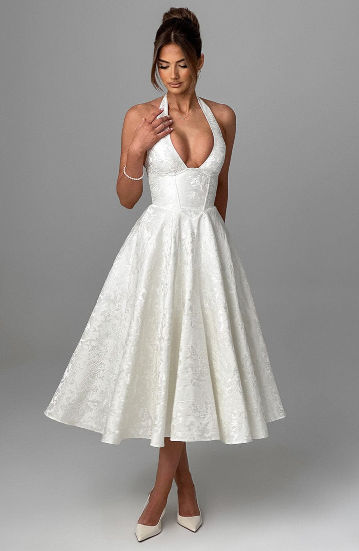 Violetta | Midi dress with a high neckline