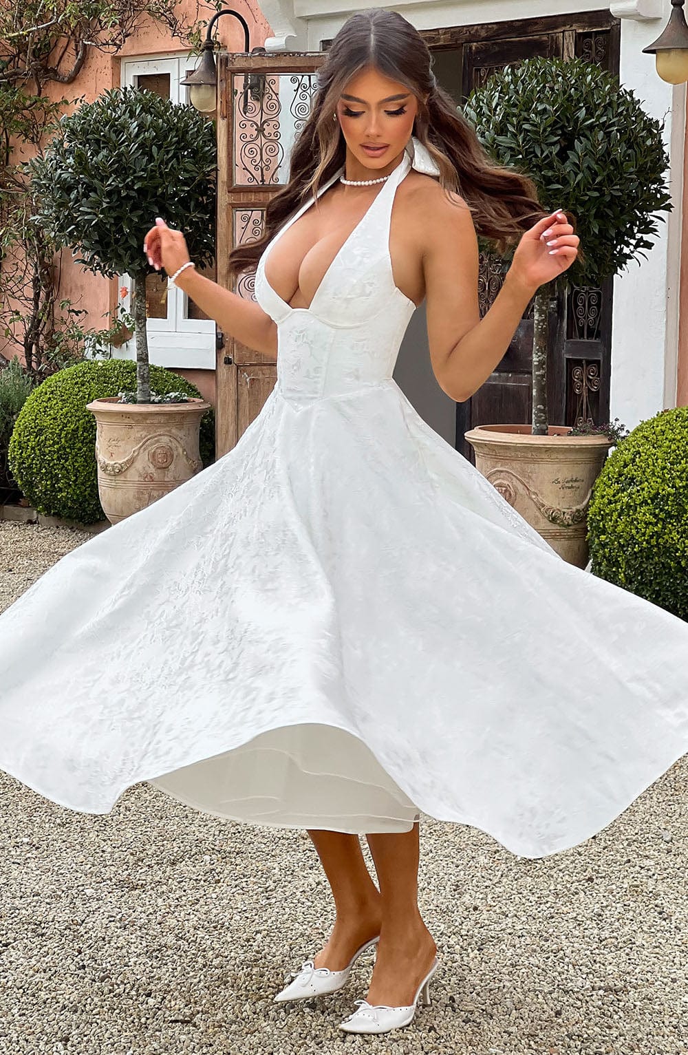 Violetta | Midi dress with a high neckline