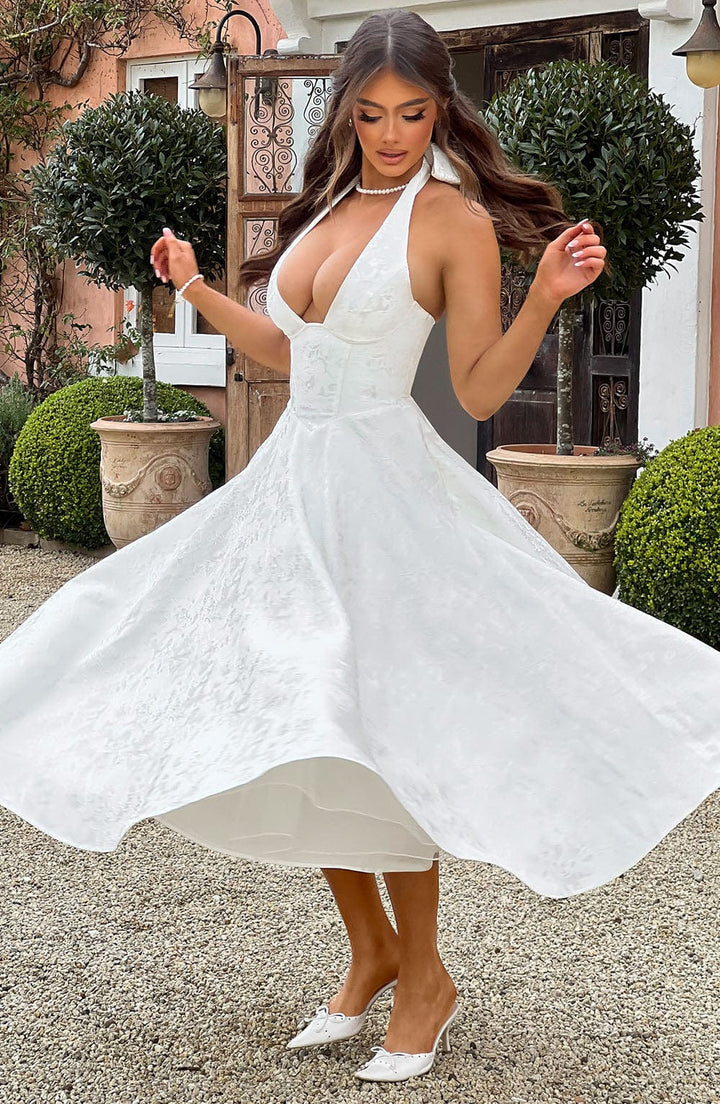 Violetta | Midi dress with a high neckline