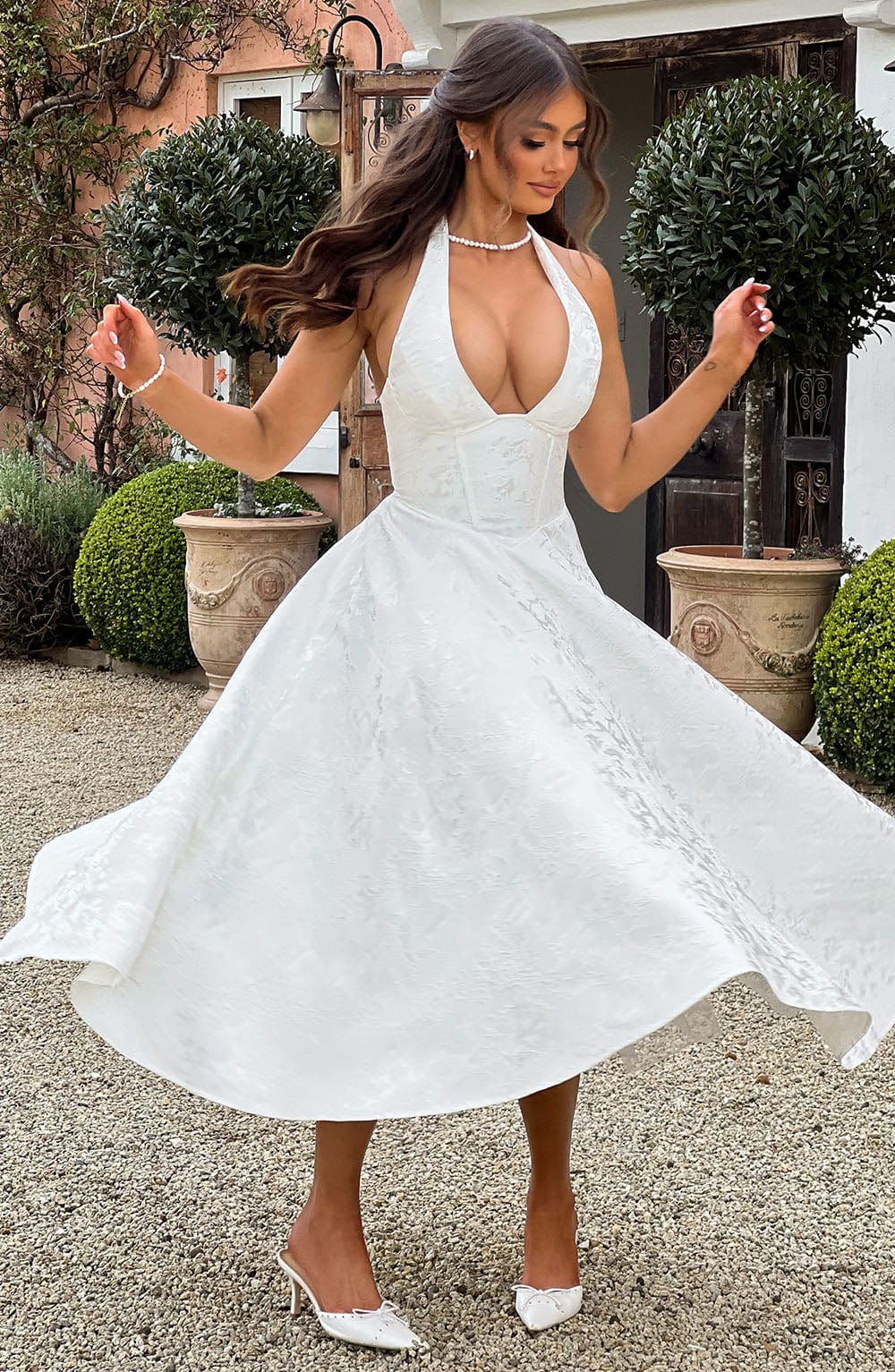 Violetta | Midi dress with a high neckline
