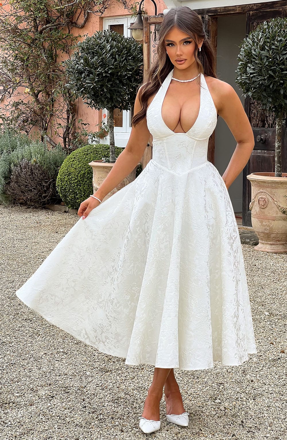 Violetta | Midi dress with a high neckline