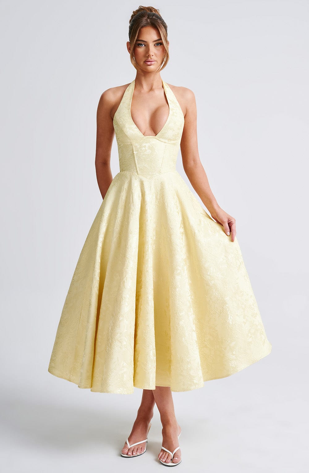 Violetta | Midi dress with a high neckline