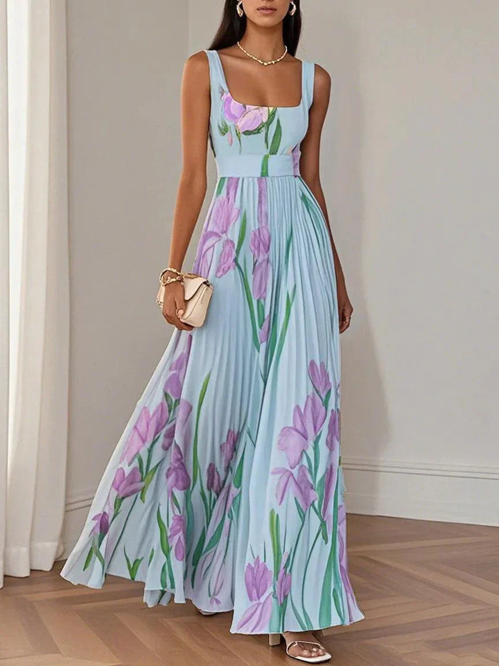 Nina Stylish Long Pleated Floral Dress for Women