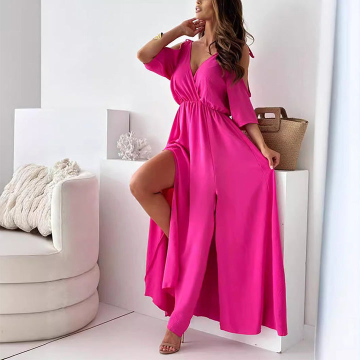 Chloe | Trendy Slit Skirt V-Neck Maxi Dress