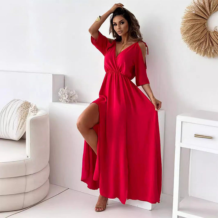 Chloe | Trendy Slit Skirt V-Neck Maxi Dress